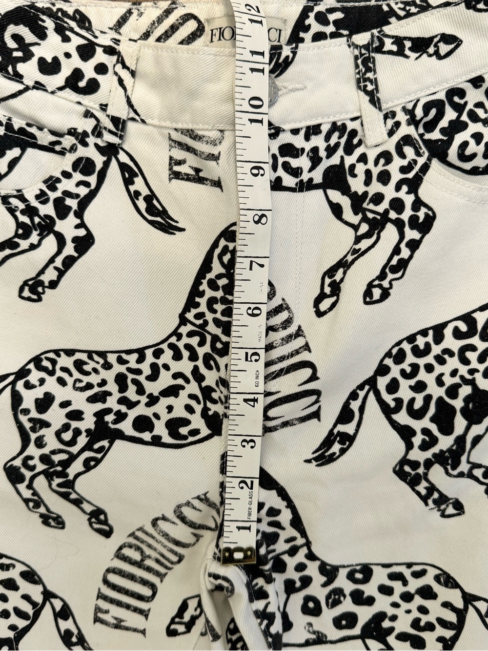 Fiorucci Logo and Animal Print High Rise Jeans Black & White size 28 XS - Picture 5 of 7